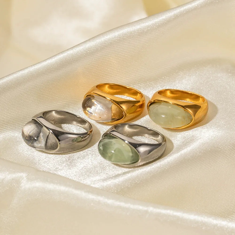 Aurora Dome Ring – Natural Stone Gold Statement Ring