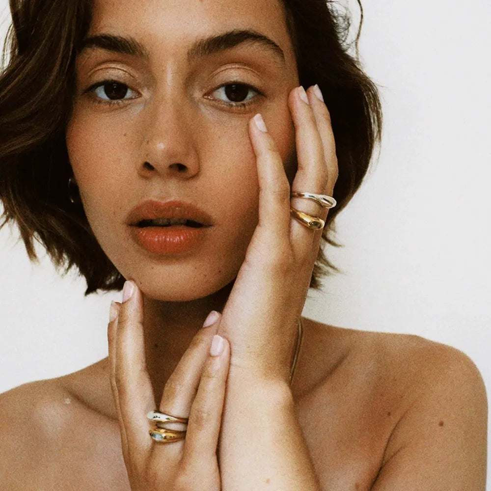 Aurora Dome Ring – Natural Stone Gold Statement Ring