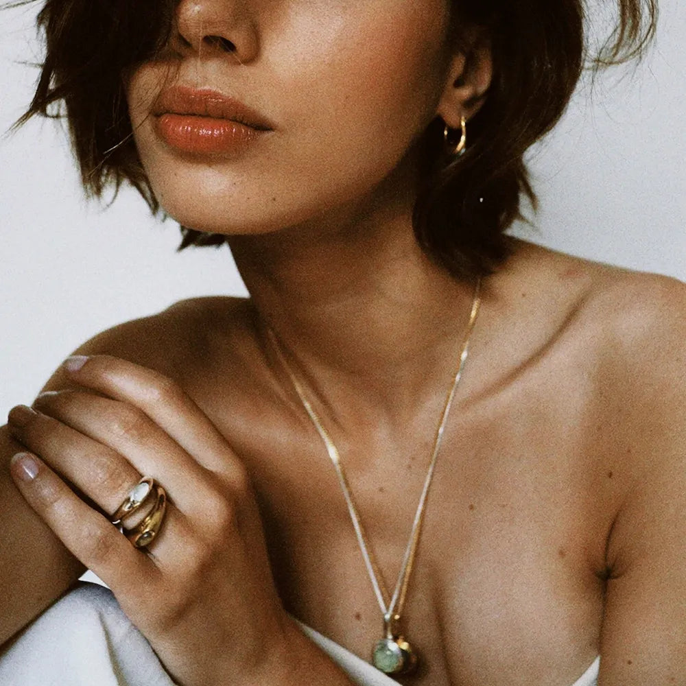 Aurora Dome Ring – Natural Stone Gold Statement Ring