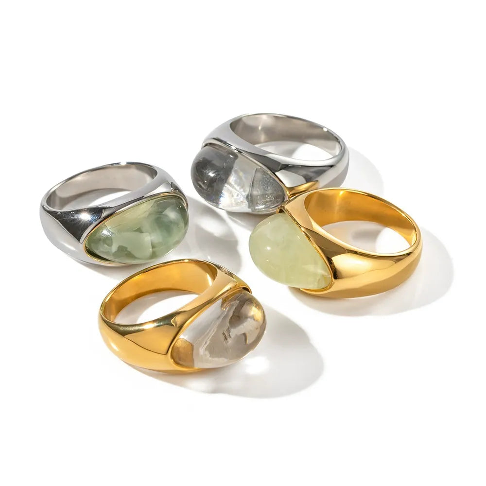 Aurora Dome Ring – Natural Stone Gold Statement Ring