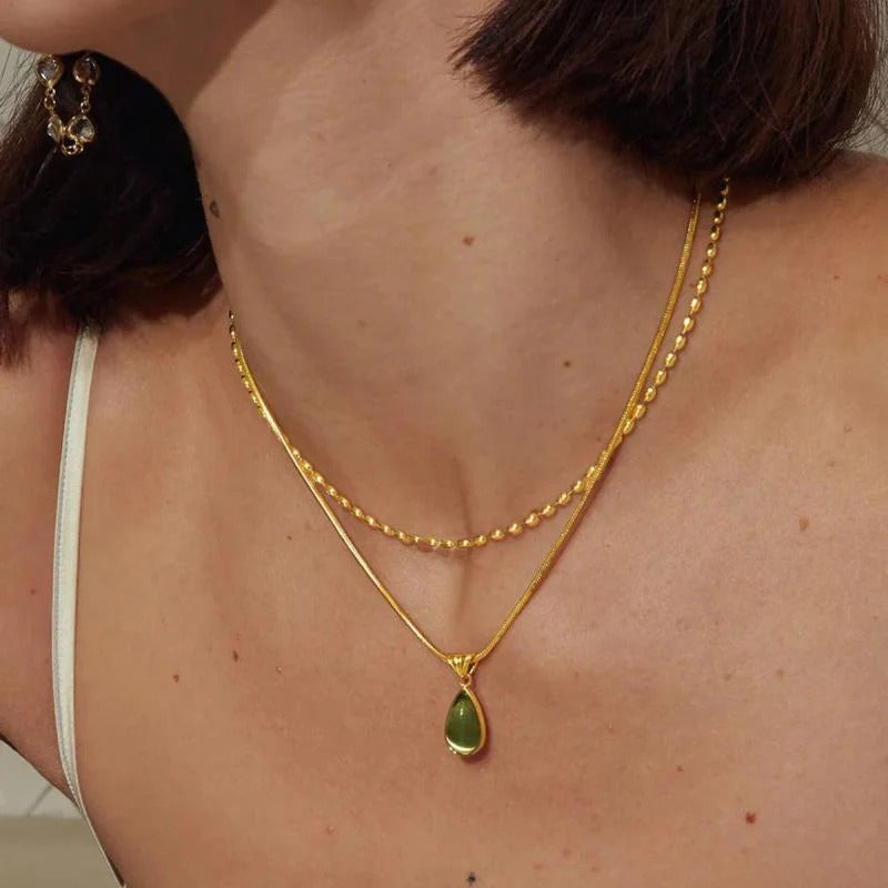 Golden Olive Pendant Necklace