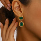 Golden Diamond Drop Earrings