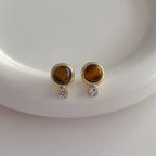 Amber Dawn Earrings – Gold Tiger’s Eye Studs