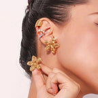 Golden Bloom Earrings – Textured Floral Statement Studs