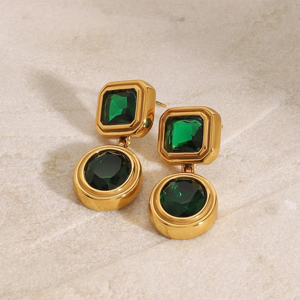 Golden Diamond Drop Earrings