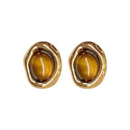 Amber Dawn Earrings – Gold Tiger’s Eye Studs