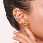 Golden Bloom Earrings – Textured Floral Statement Studs