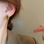 Amber Dawn Earrings – Gold Tiger’s Eye Studs