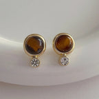 Amber Dawn Earrings – Gold Tiger’s Eye Studs
