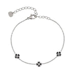 Midnight Clover Bracelet - Black Enamel Flower Chain Bracelet