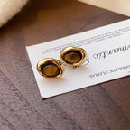 Amber Dawn Earrings – Gold Tiger’s Eye Studs