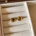 Amber Dawn Earrings – Gold Tiger’s Eye Studs