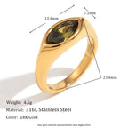 Golden Eye Zircon Ring – 18K Plated Seal Design