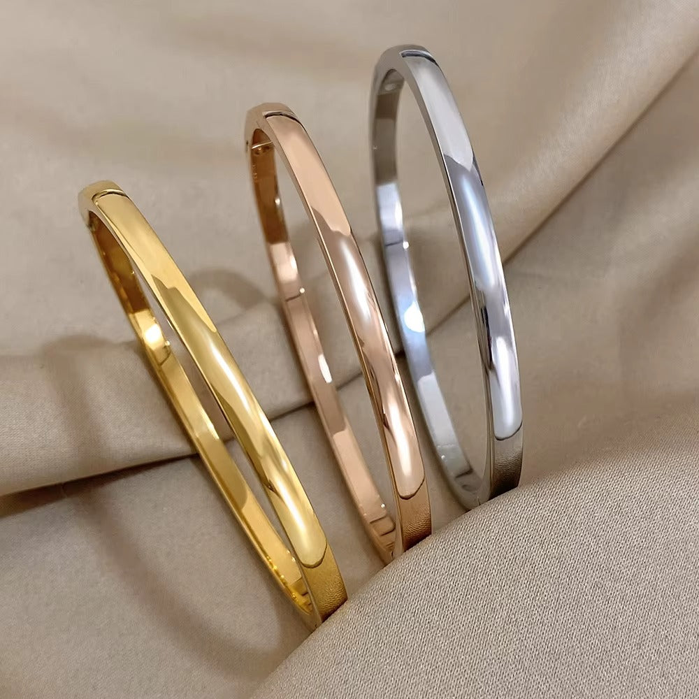 Minimalist Bangle Bracelet for Women – Gold, Silver & Rose Gold