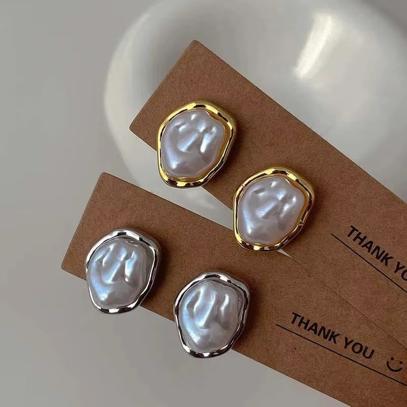 Pearl Stud Earrings – Gold & Silver