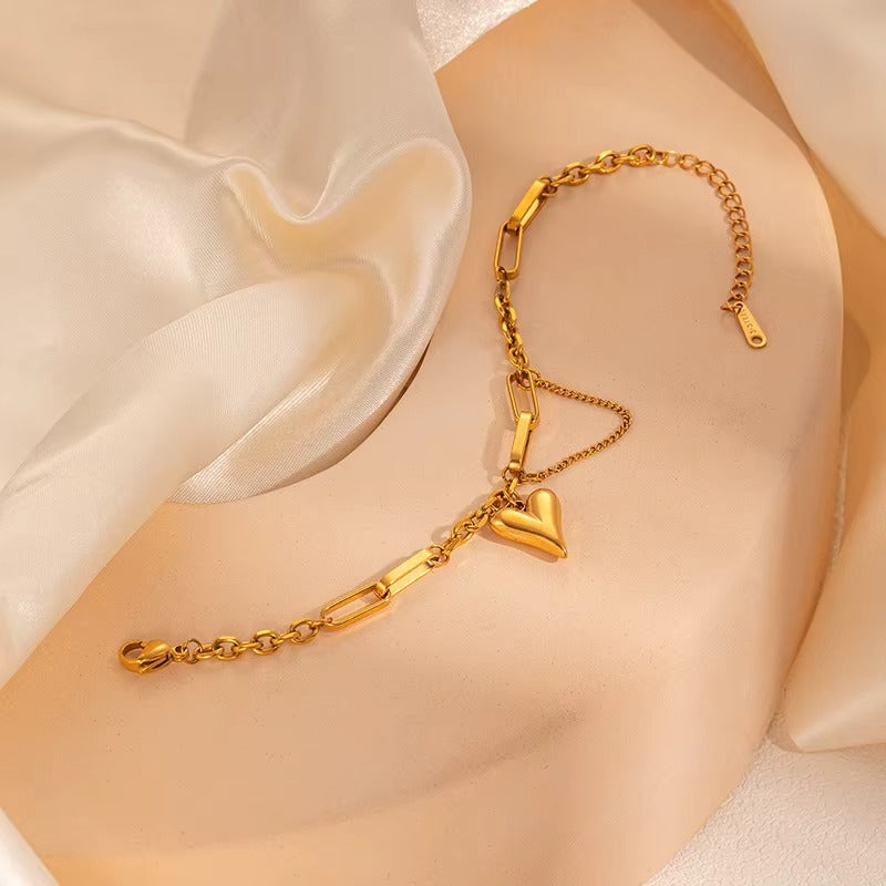 Love Heart Link Bracelet – Gold & Silver