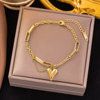 Love Heart Link Bracelet – Gold & Silver